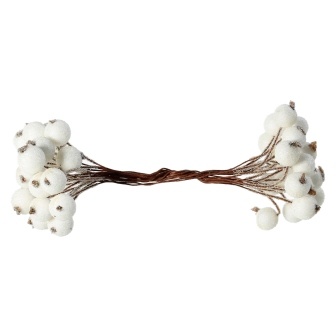 Ягідки круглі в обсипці, колір білий, 15см 12 мм, за 2 шт. на стебельці, всього 40шт.