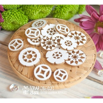 Чипборд ScrapBox - Набір кружочків з орнаметом (15шт.) Ho-123
