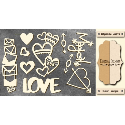 Чипборд Фабрика Декору - Діля серця 3, колір молочний, крафт