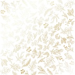 Аркуш одностороннього паперу з фольгуванням, дизайн Golden Branches White, 30,5см х 30,5см, ТМ Фабрика Декору