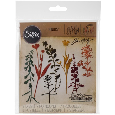 Ножи для вырубки от Sizzix (design by Tim Holtz) - Thinlits - Wildflowers #2, 7 шт