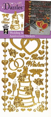 Набір наліпок - висічок HOTP - Wedding & Anniversary Dazzles Gold, розмір 10х2,5см, 39 штук