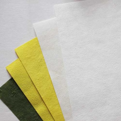 Набор тутовой бумаги # 02, желтый, белый, зеленый, 5 листов, формат А4