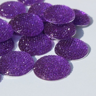 Кабашон зі стразами, колір фіолетовий, 24x6мм, 1 шт.