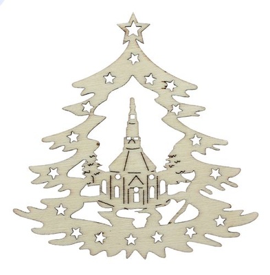 Лазерні вирубки з дерева від ScrapBerryʼs - Різдвяна ялинка, 10x8x0,25см(набір 2 шт.).