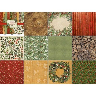 Набір скрап-паперу Winter botanical diary 20x20см, 10 аркушів, ТМ Фабрика Декору
