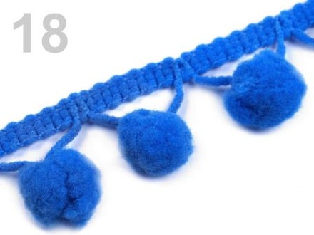 Тасьма з помпонами Pom Pom, розмір 10 мм, колір синій, 90 см
