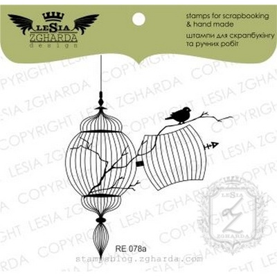 Акриловий штамп Lesia Zgharda RE078a Клітка з гілочкою, розмір 6x7,3 см