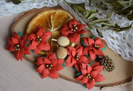 Набор цветов от WOODchic - Пуансеттия 101  от WOODchic