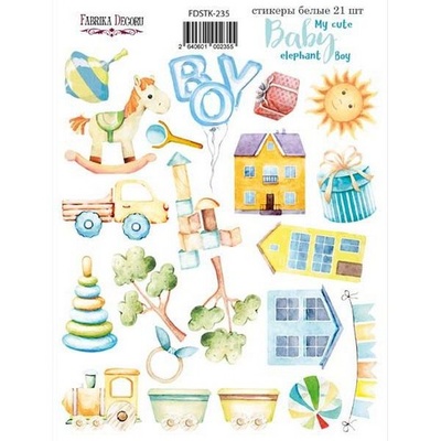 Набір наліпок (стікерів) 21шт. My cute Baby elephant boy 235, ТМ Фабрика Декору