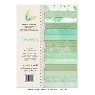 Набір скрап-паперу LemonCraft - Leaves 01, basic, 21.1x29.7 см, двосторонній