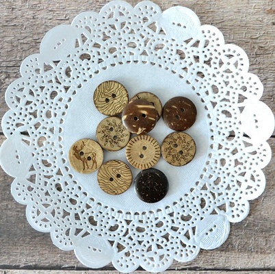 Ґудзики декоративні від Hobby&You - Кокос - Асорті 1, діаметр 17 мм, 10 шт.