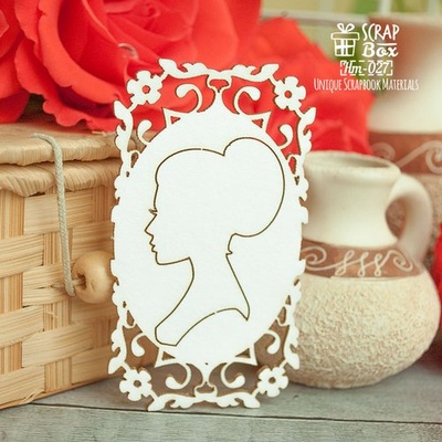 Чипборд Scrapbox - Силует в рамці арт-нуво Hm-027