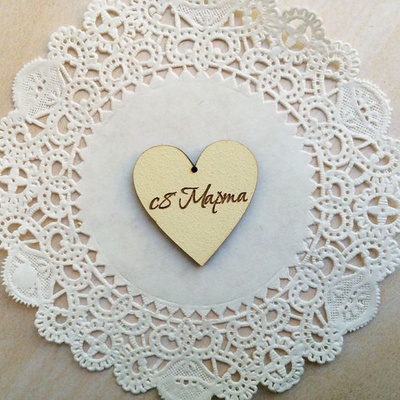 Сердечко деревʼяне: з 8 березня, 3х3,3см