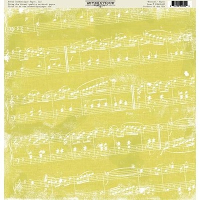 Аркуш скрап-паперу Authentique Musical, 30x30 см, односторонній