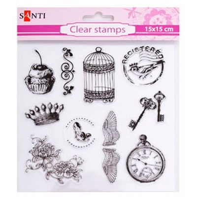 Набор силиконовых штампов Винтаж, 15*15 см, ТМ Santi