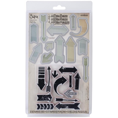 Ножи + штампы от Sizzix и Tim Holtz - Here & There, 12+12