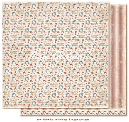 Лист двусторонней скрапбукинга от Maja Design -Home for the Holidays - Brought y a gift, 30 x 30 см