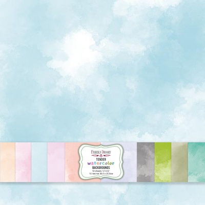 Набір скраппаперу Tender watercolor backgrounds 30,5х30,5 см 10 аркушів