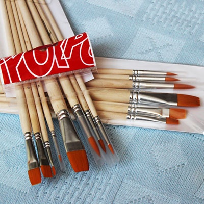 Набор кистей из синтетики в блистере, 8 штук (круглые №0, 3, 6, 10 плоские №2, 6, 10, 14 ).