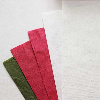 Набор тутовой бумаги # 03, красный, белый, зеленый, 5 листов, формат А4