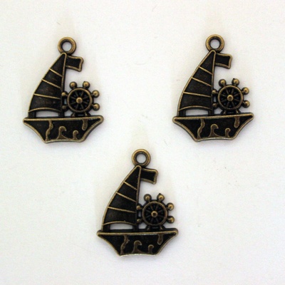 Металлическое украшение "Парусник", 28х21 мм, 1 шт.