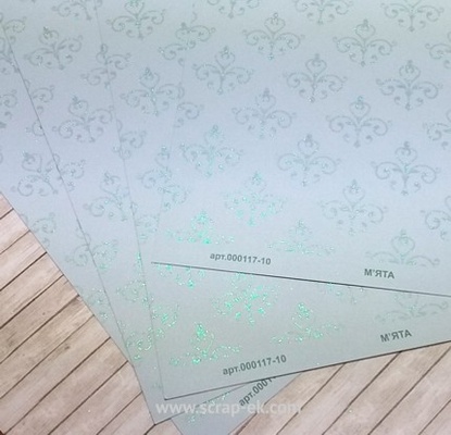 Аркуш паперу з глітером від Євгенія Курдібановська TM - "М’ята", 30x30 см