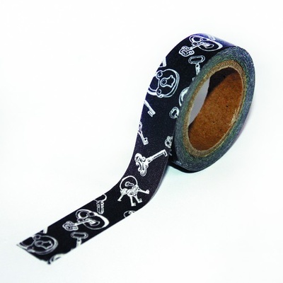 Паперовий скотч з принтом "Ключики", ширина 15 мм, довжина 8 м