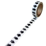 Паперовий скотч на клейовій основі, білий в пташці, 15мм х 10м