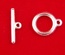 Застібка кругла, під срібло, 23ммx7мм, 19ммx15мм, 1 комплект - 2 дет.