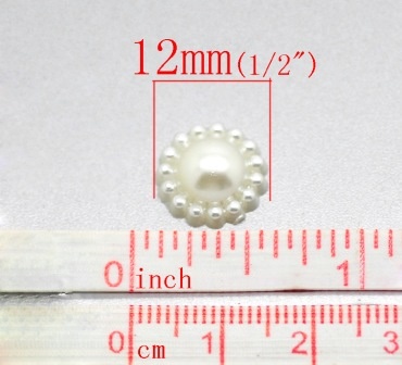 Квіточка, імітація перлинок, 12м, колір молочний, 10 шт.