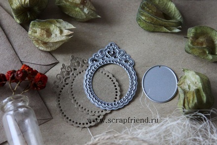 Набор ножей для вырубки от  Scrapfriend - Рамочка-медальон и овал, 3,5х5,2см, 2,5х3см