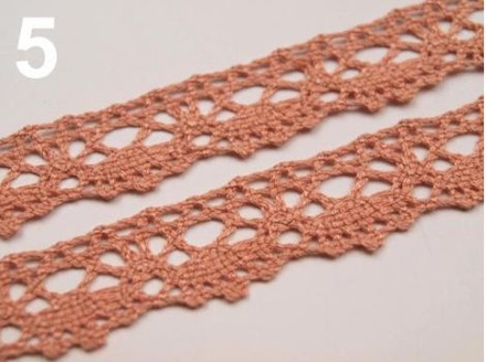Мереживо бавовна, ширина 16 мм, довжина 90 см, колір абрикосового кольору
