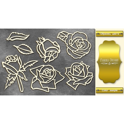 Чипборд Фабрика Декору - Троянди, колір золото