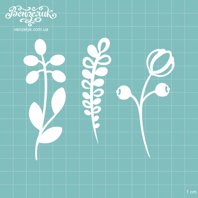 Чипборд від Вензелик - Набір флора 09, розмір: висота 8,1-9,1 см