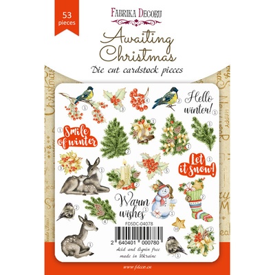 Набір висічок для скрапбукінгу, колекція Awaiting Christmas, 53шт., ТМ Фабрика Декору