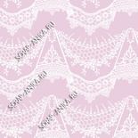 Скрап-папір для форзаців колекція 14_24., Мереживо з підвісками біле на рожево-бузковому, односторонній, 20x29 см