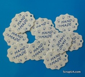 Набір білих тегів "HandMade", 10 шт.: 45x55мм, колір напису на вибір