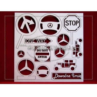 Чипборд Scrapiniec - Автомобільний набір, 13 штук