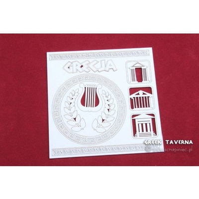 Чипборд Scrapiniec - Греческая таверна - символы Греции