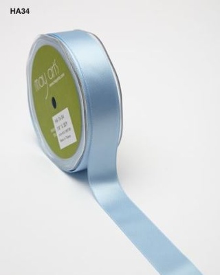 Двостороння атласна стрічка Double Faced Satin - блакитний, ширина — 22 мм, довжина 90 см