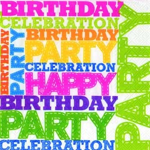 Серветка для декупажу «Birthday Party», 6 кольорів, розмір: 33x33 см