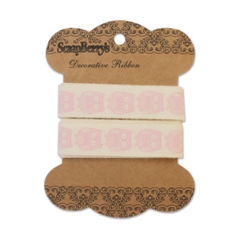 Стрічка декоративна від ScrapBerryʼs - Милі сови, Шеббі 15мм, 2м, бавовна