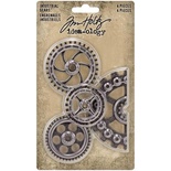 Набір металевих прикрас Tim Holtz - Idea - Ology Metal Industrial Gears, 4 штуки, шестерні