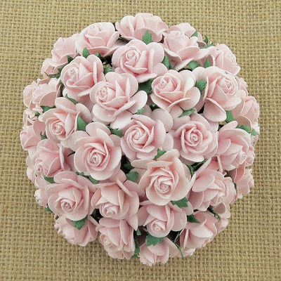 Відкриті троянди, колір блідо - рожевий, діаметр - 10мм, 10 шт.