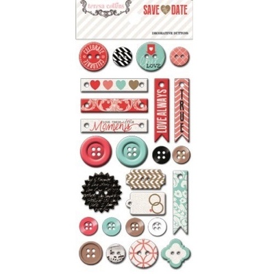 Ґудзики Teresa Collins - Save the Date - Decorative Buttons