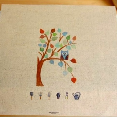 Картинки на льоні - Сова на дереві, арт.0101, 20x20см