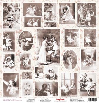 Лист бумаги от Scrapberry's - Открытки, Зимнее утро, 30x30см