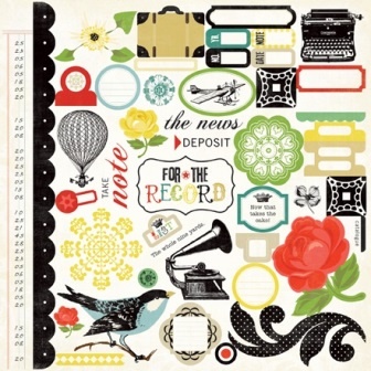 Наклейки для скрапбукинга от  Echo Park-For the Record Element Sticker