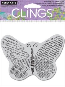 Резиновый штамп Hero Arts - Newsprint Butterfly, c оснасткой